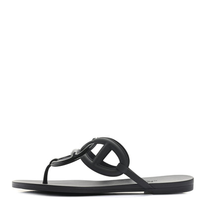 Hermes Rubber Womens Egerie Sandals 39 Black 1 of 7