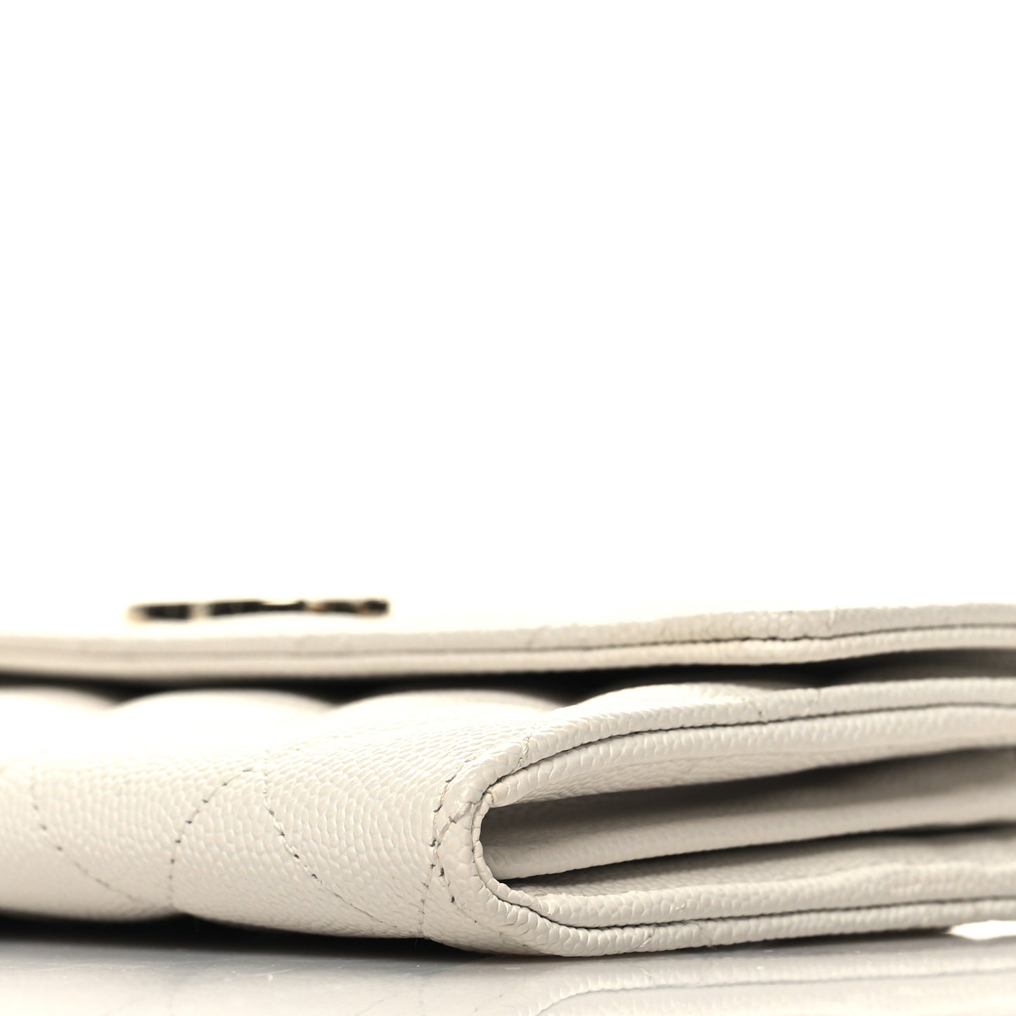 Caviar Quilted Striated CC Large Gusset Flap Wallet White