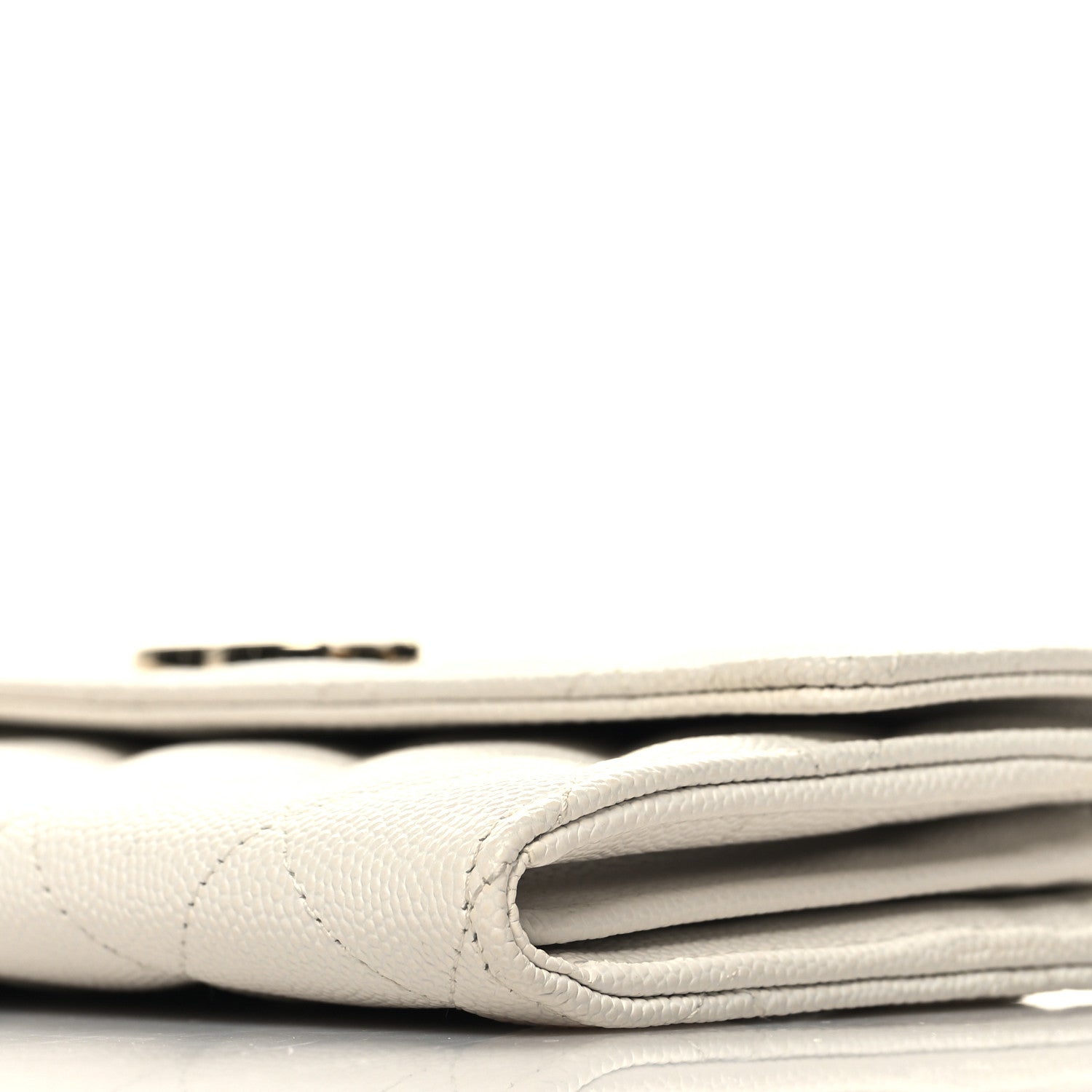 Chanel Caviar Quilted Striated CC Large Gusset Flap Wallet White 11 of 11
