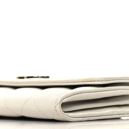 Chanel Caviar Quilted Striated CC Large Gusset Flap Wallet White 11 of 11