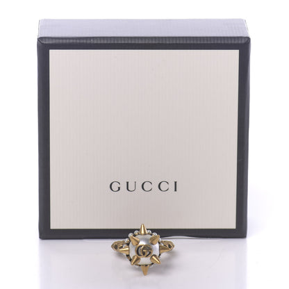 Gucci Metal Pearl Studded Ring M Aged Gold 8 of 8