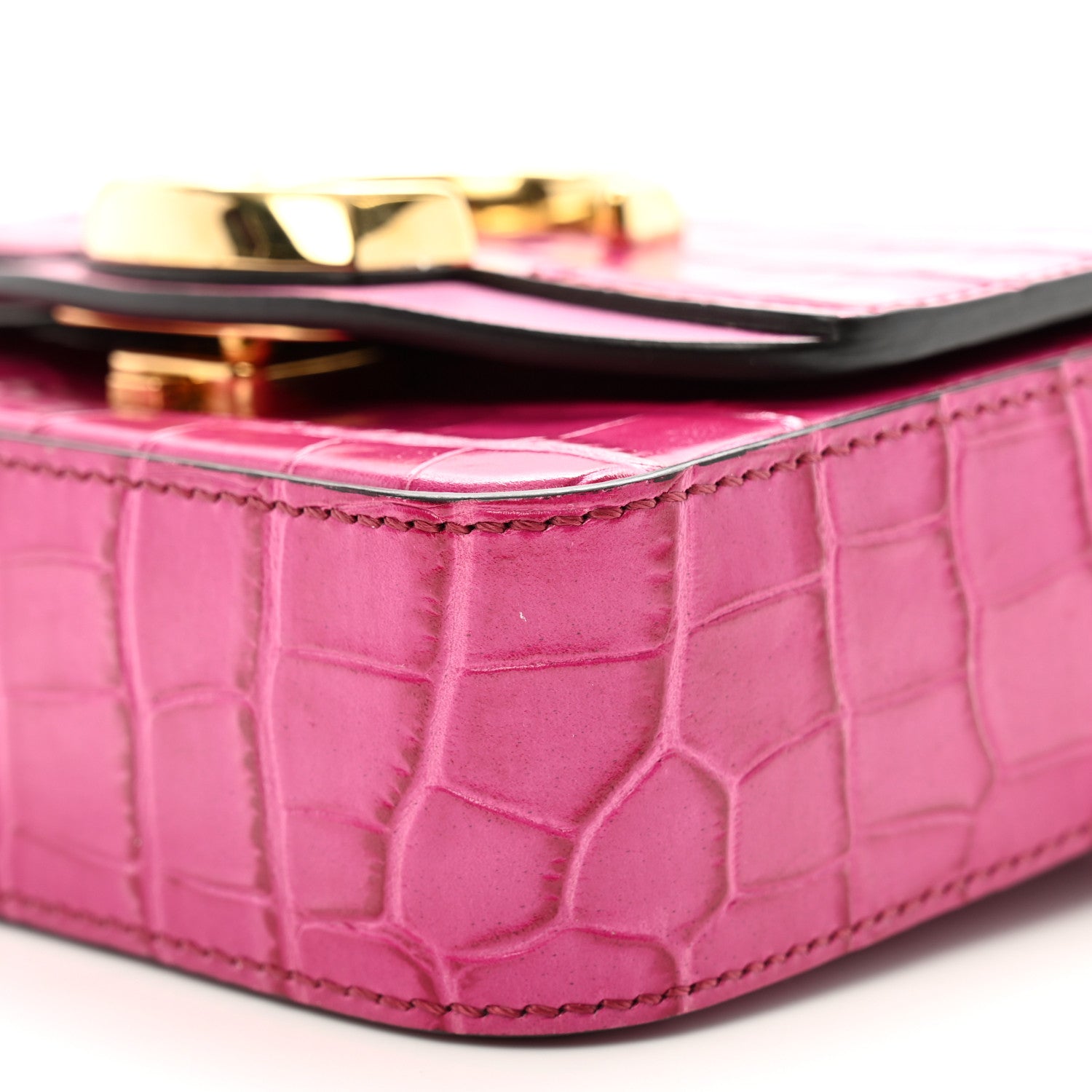 Chloe Calfskin Crocodile Embossed Mini C Double Carry Graphic Pink 10 of 12