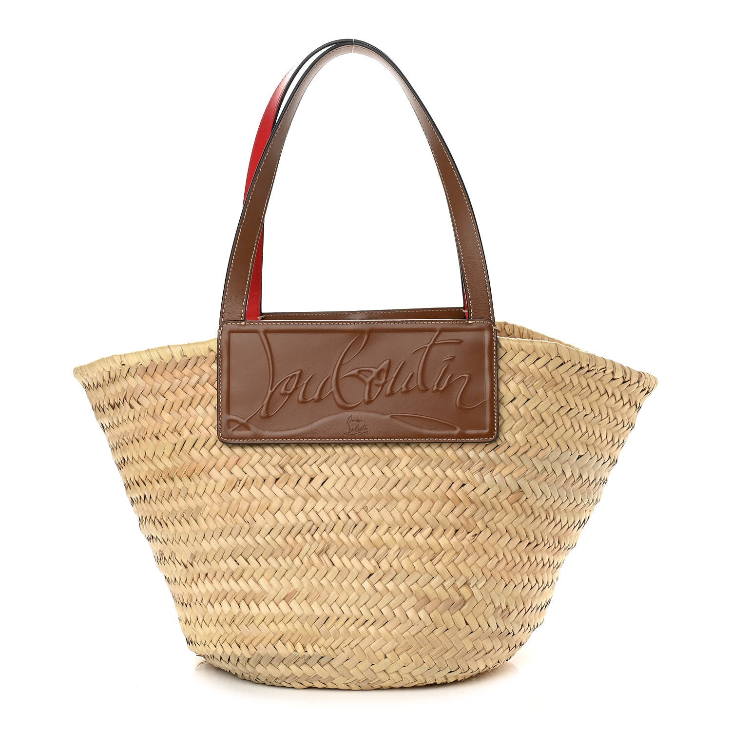 Christian Louboutin Woven Straw Loubishore Tote Beige 1 of 11