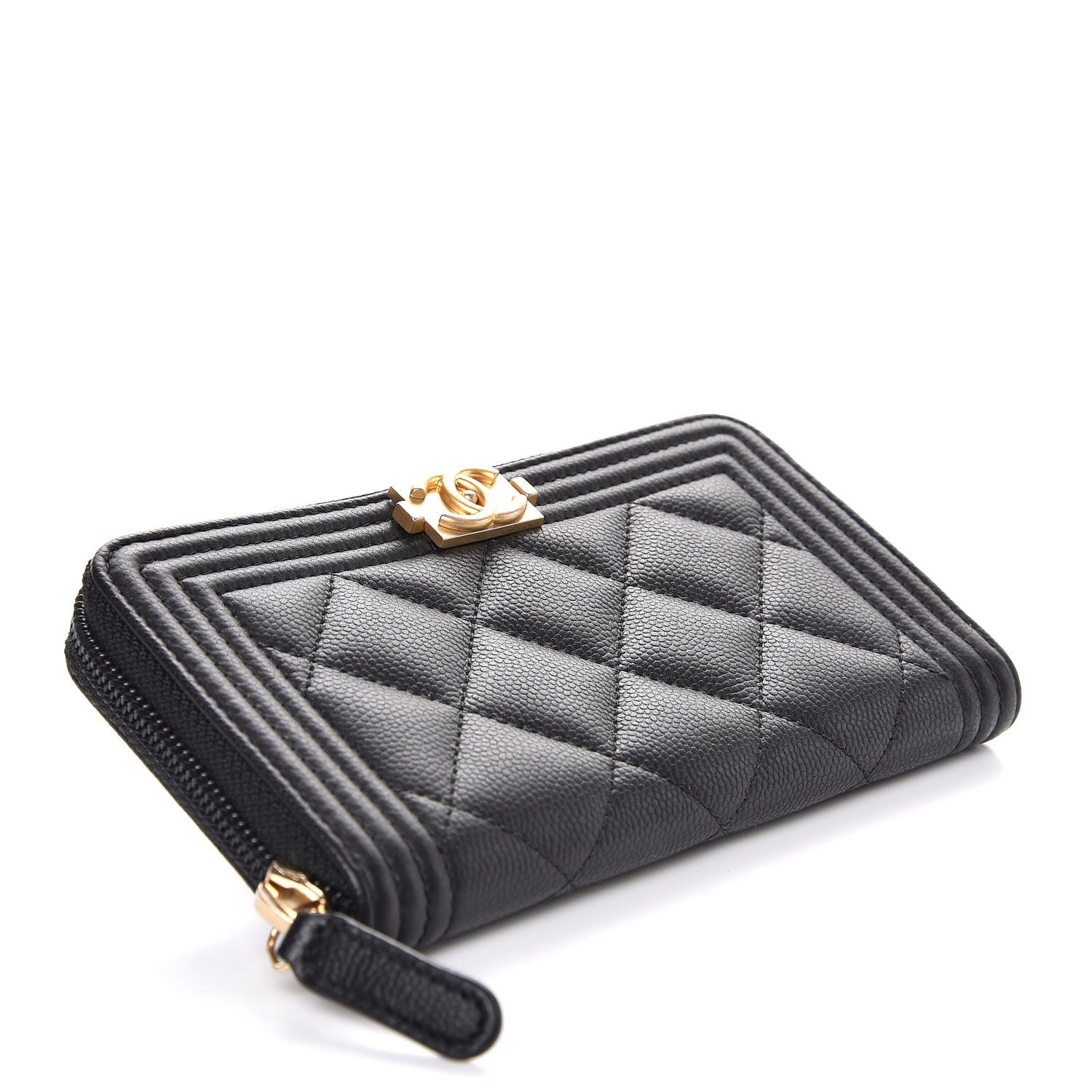 Chanel Caviar Quilted Small Boy Zip Around Wallet Black 4 of 9