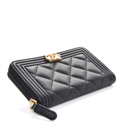 Chanel Caviar Quilted Small Boy Zip Around Wallet Black 4 of 9