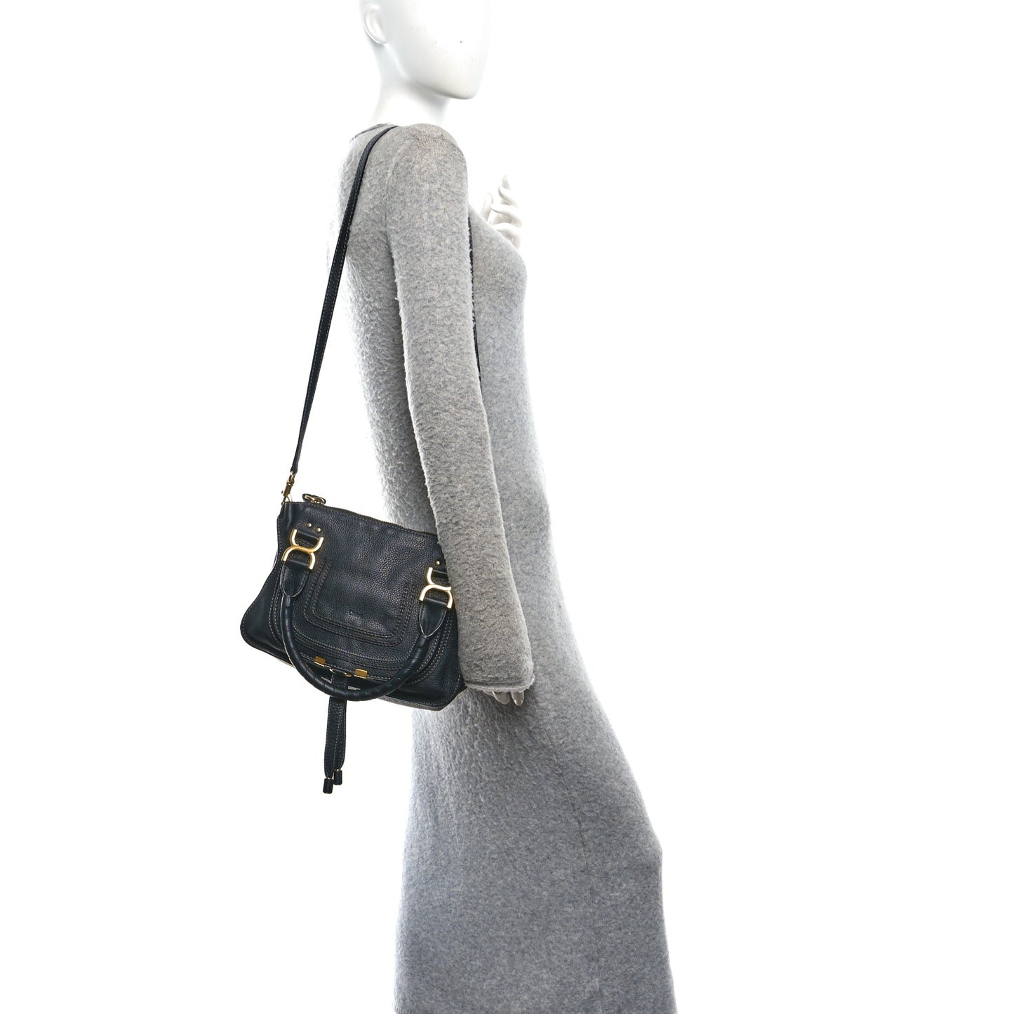 Calfskin Small Marcie Satchel Black
