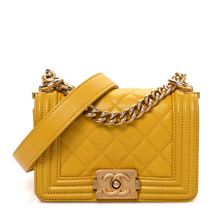 Chanel Caviar Quilted Mini Boy Flap Yellow 1 of 10