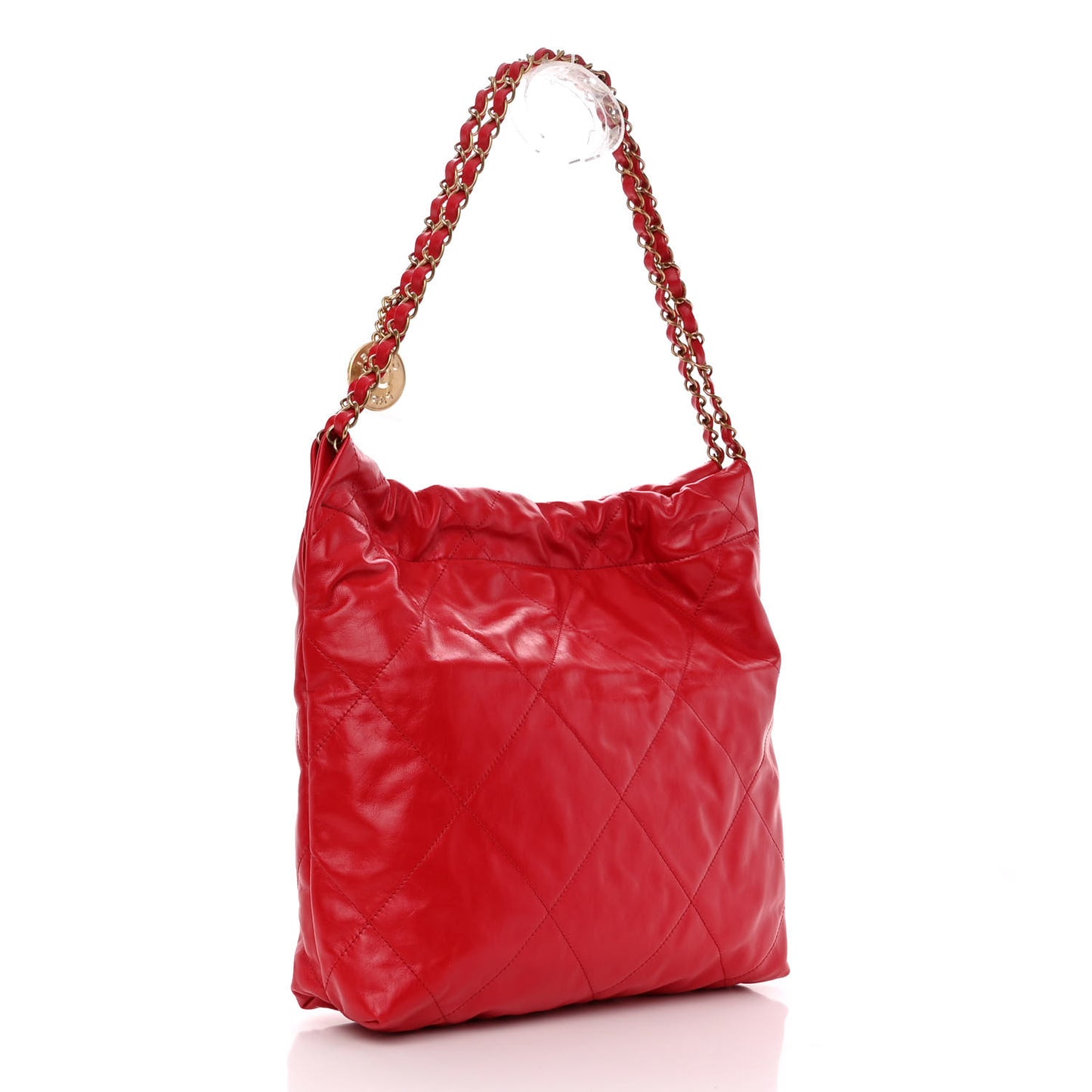 Shiny Calfskin Quilted Small Chanel 22 Red