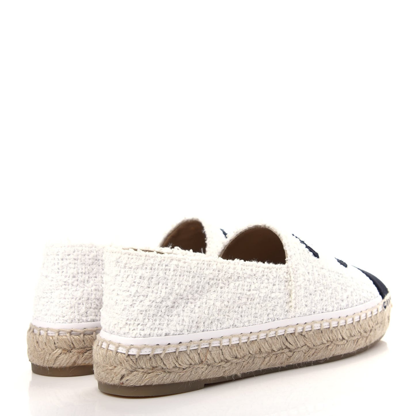 Tweed Grosgrain CC Espadrilles 38 White Black