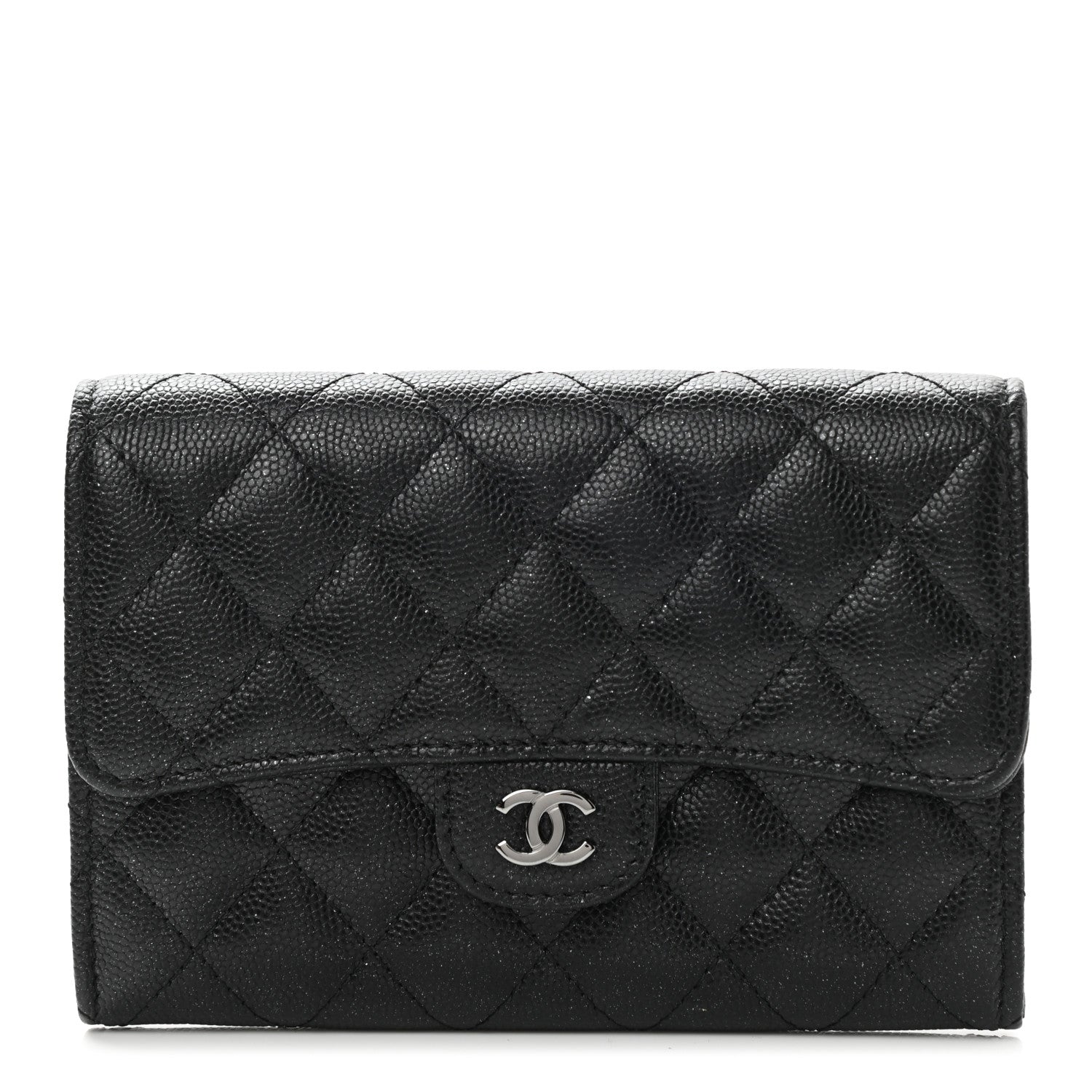 Chanel Iridescent Caviar Quilted Medium Flap Wallet Black 1 of 9
