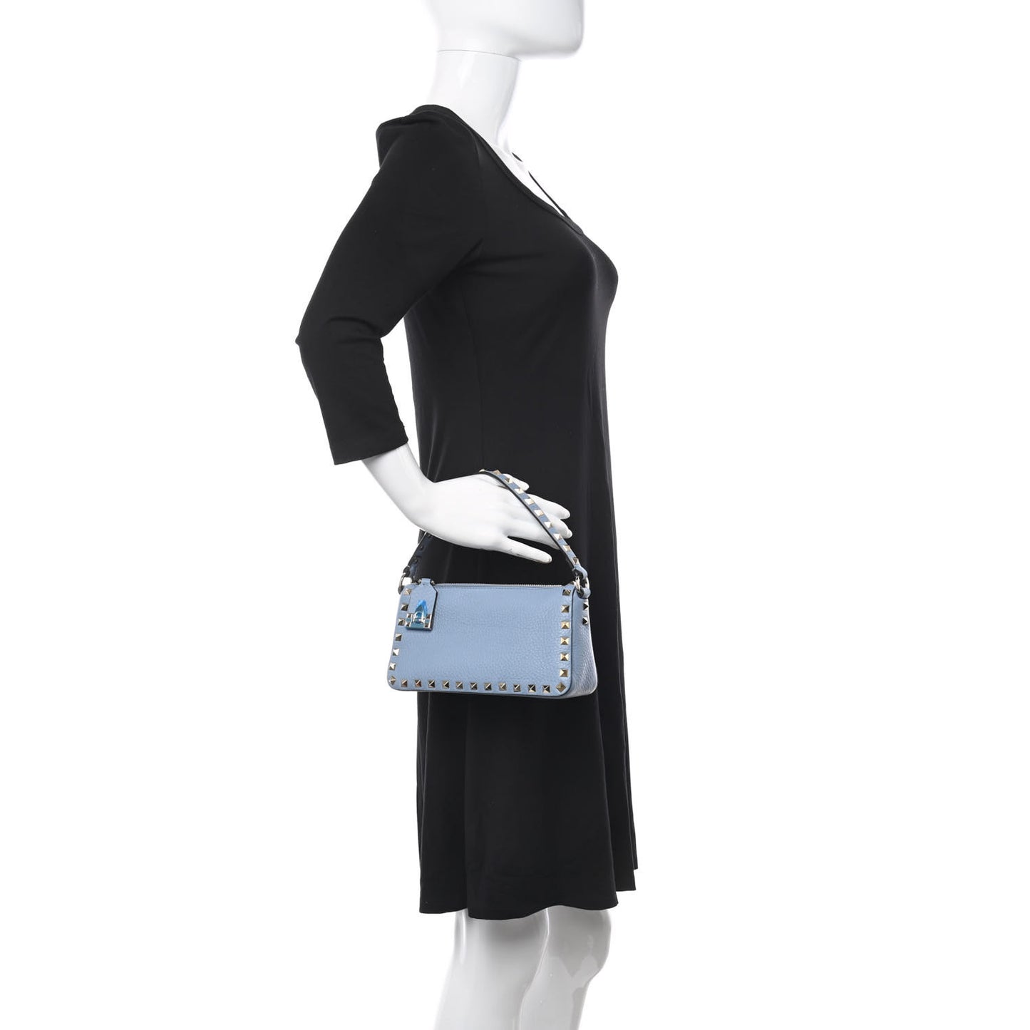 Pebbled Calfskin Small Rockstud Flip Lock Shoulder Bag Niagara