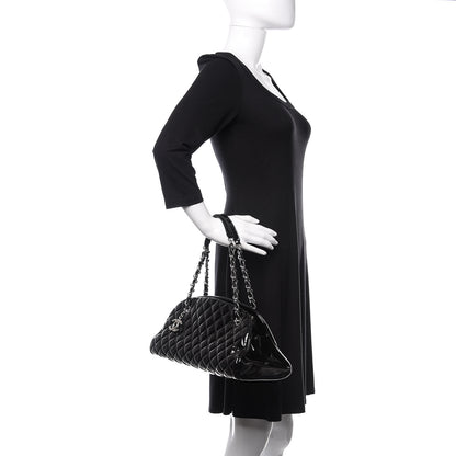 Chanel Patent Quilted Medium Just Mademoiselle Bowling Bag Black 2 of 10