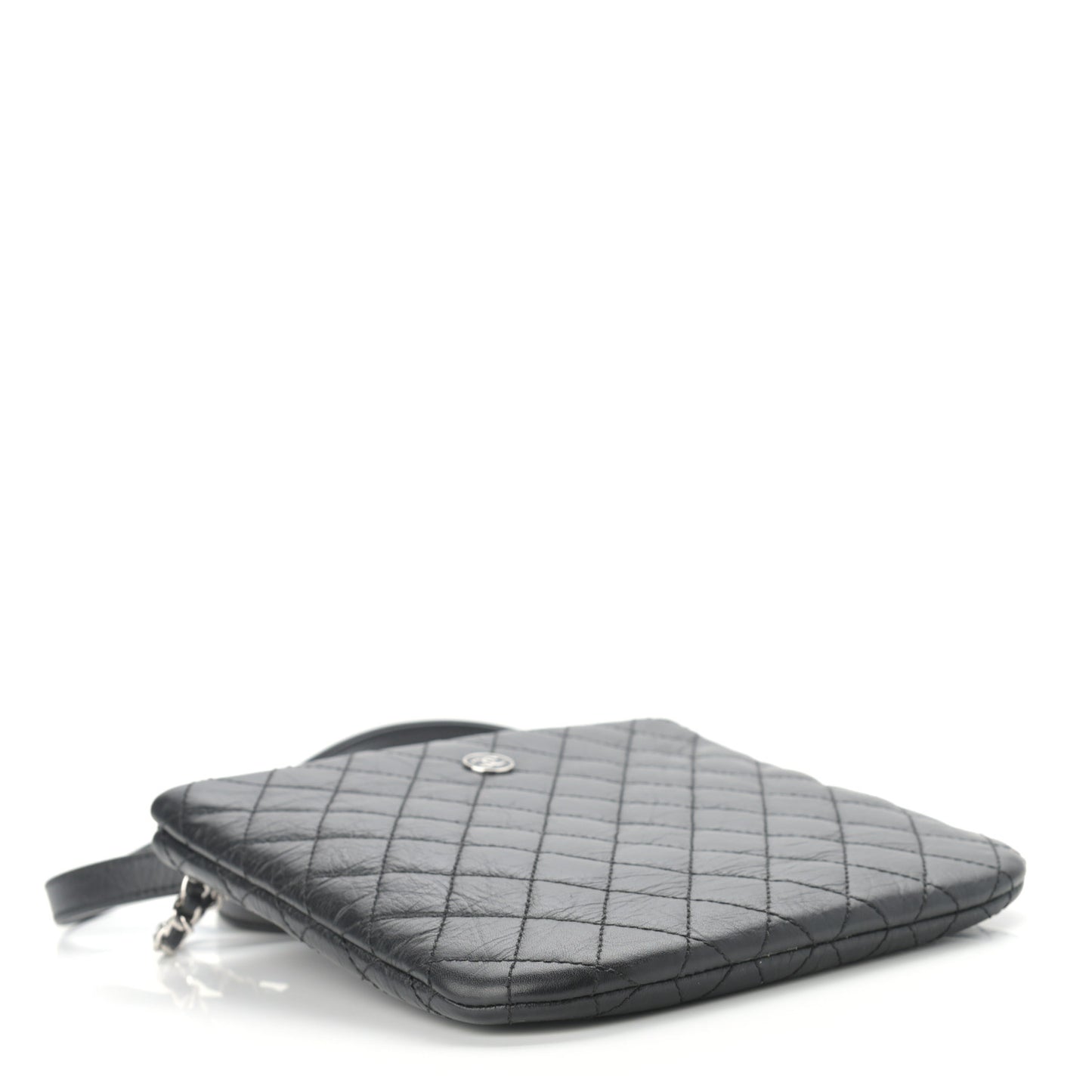 Aged Calfskin Quilted Crossbody Bag Black