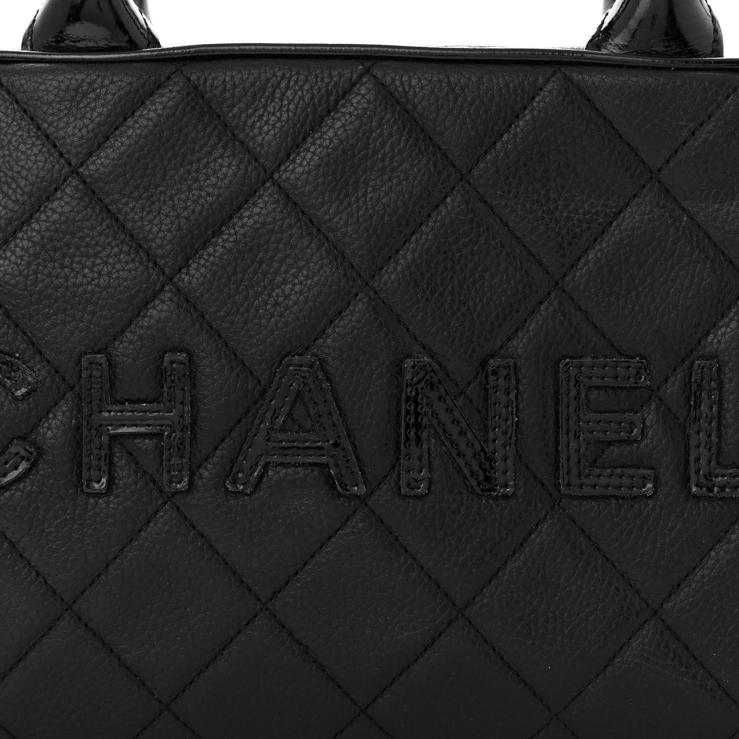 Chanel Caviar Patent Quilted Bowler Black 8 of 11