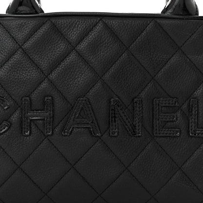 Chanel Caviar Patent Quilted Bowler Black 8 of 11
