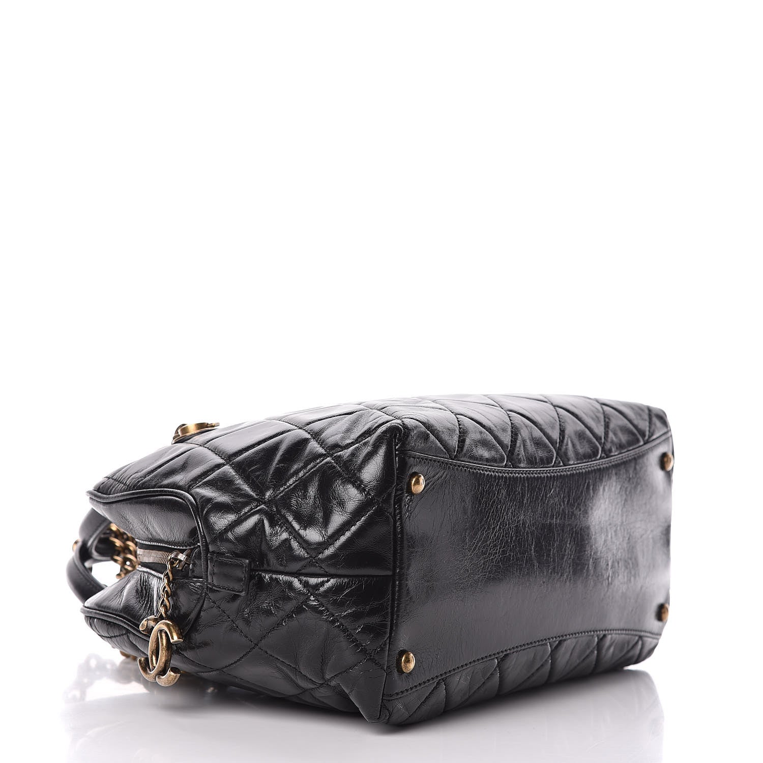 Chanel Glazed Calfskin Castle Rock Bowling Bag Black 4 of 10