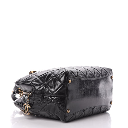 Chanel Glazed Calfskin Castle Rock Bowling Bag Black 4 of 10