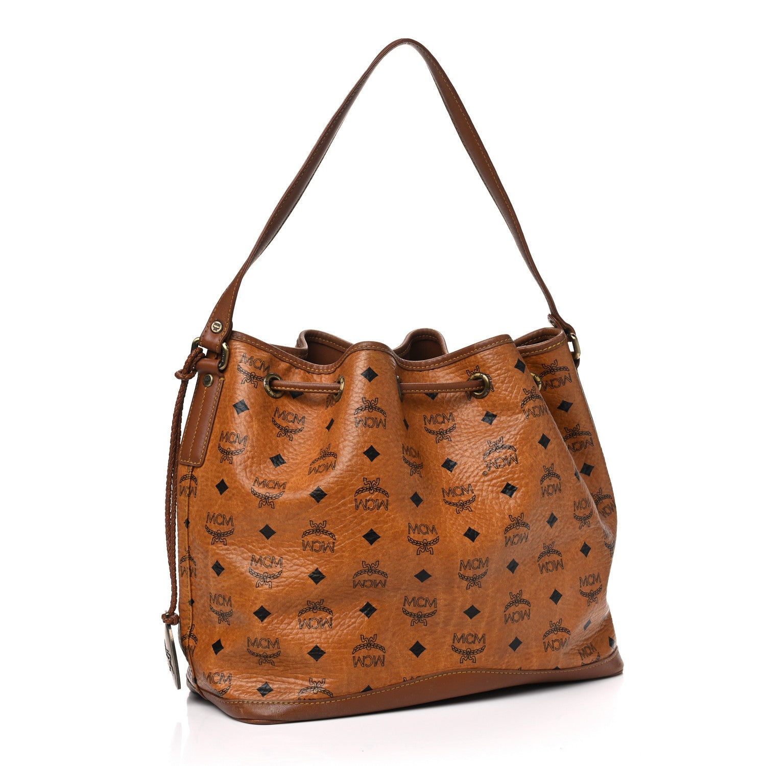 MCM Visetos Drawstring Bucket Bag Cognac 2 of 20
