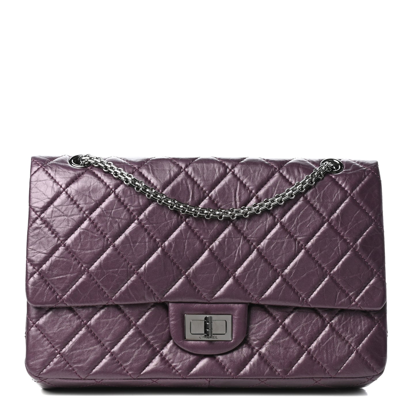 Aged Calfskin Quilted 2.55 Reissue 227 Flap Dark Purple