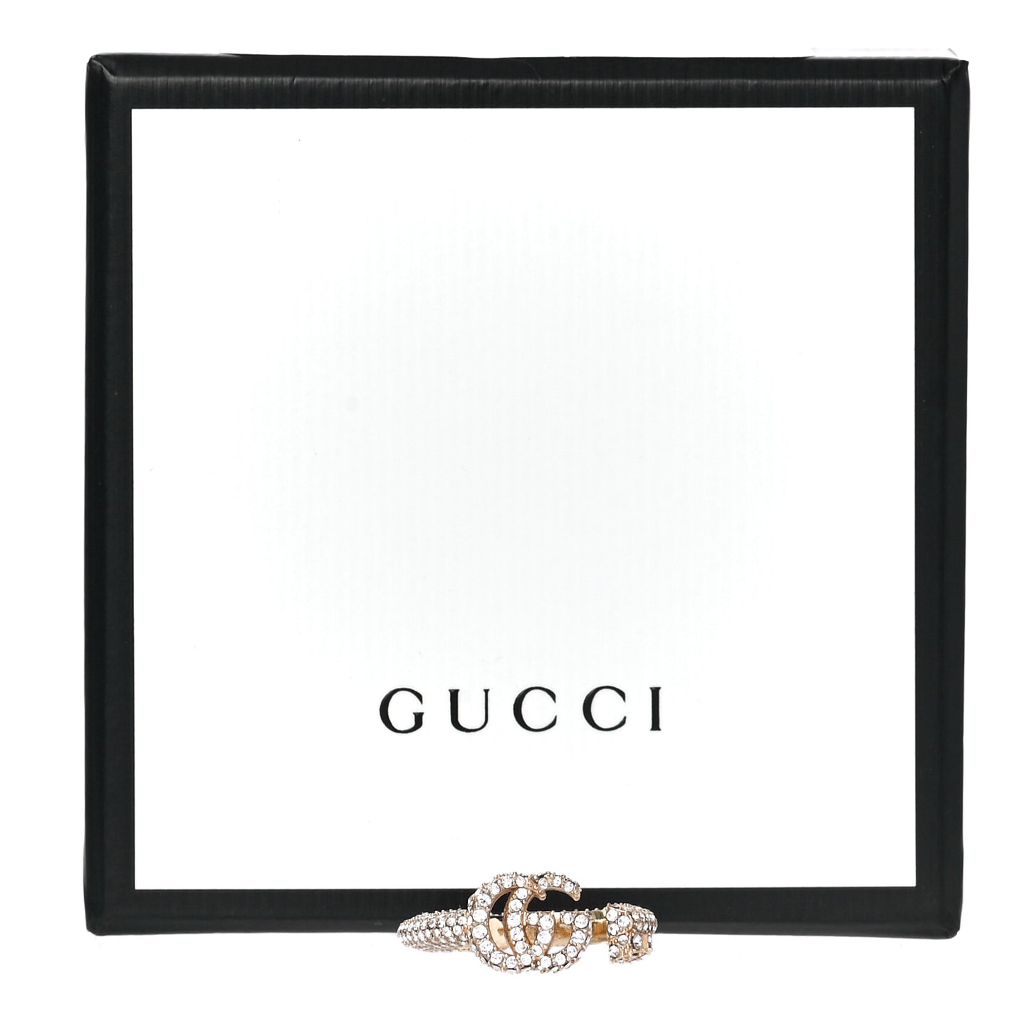 Crystal Double G Ring L Aged Gold