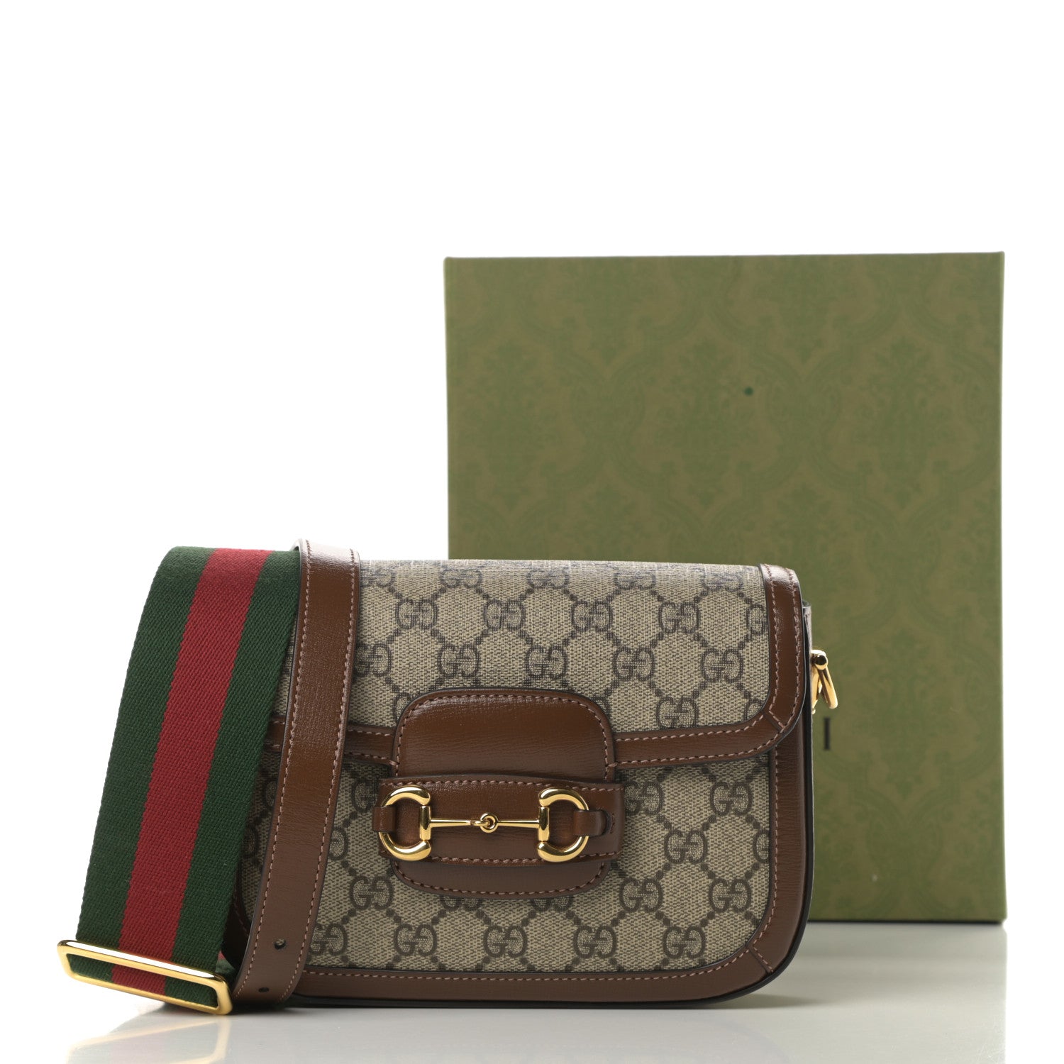 Gucci GG Supreme Monogram Web Mini Horsebit 1955 Shoulder Bag Beige Brown Sugar 12 of 12