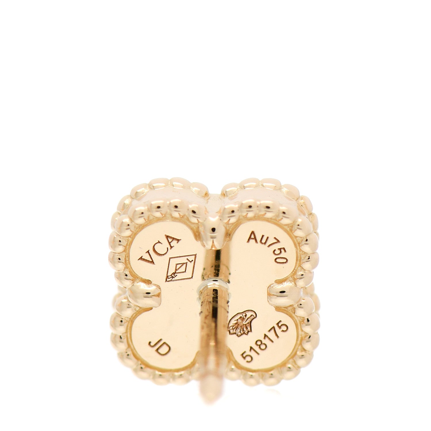 Van Cleef & Arpels 18K Yellow Gold Mother of Pearl Sweet Alhambra Earrings 4 of 5