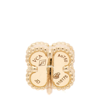 Van Cleef & Arpels 18K Yellow Gold Mother of Pearl Sweet Alhambra Earrings 4 of 5