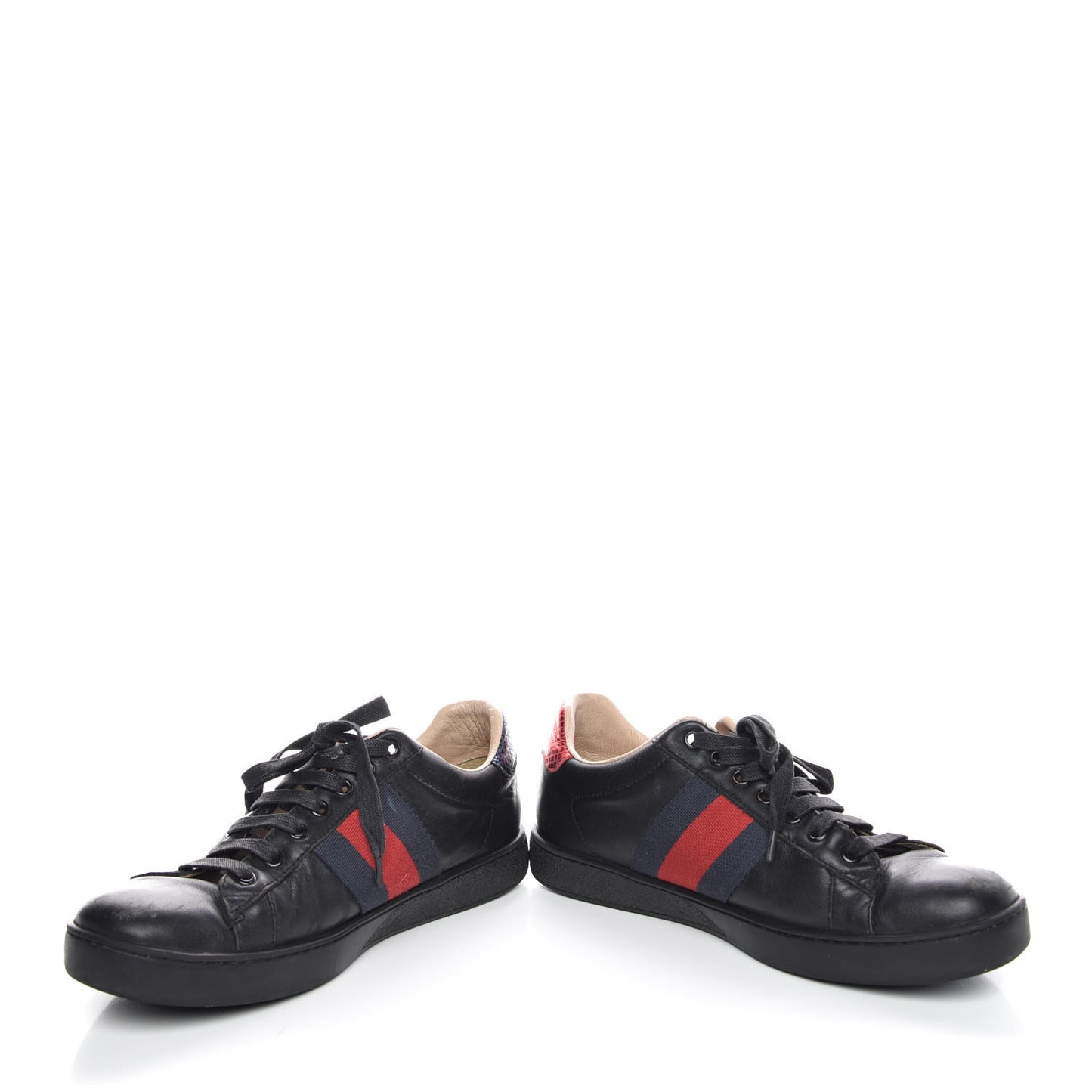 Calfskin Ayers Web Bee Embroidered Ace Sneakers 38 Black