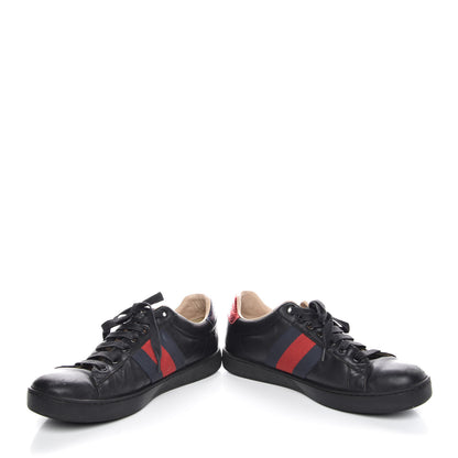 Gucci Calfskin Ayers Web Bee Embroidered Ace Sneakers 38 Black 5 of 19