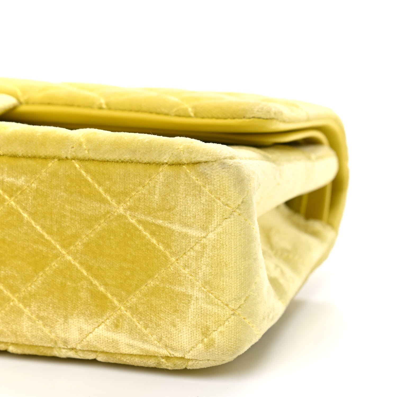 Chanel Velvet Quilted Medium Double Flap Yellow 9 of 9