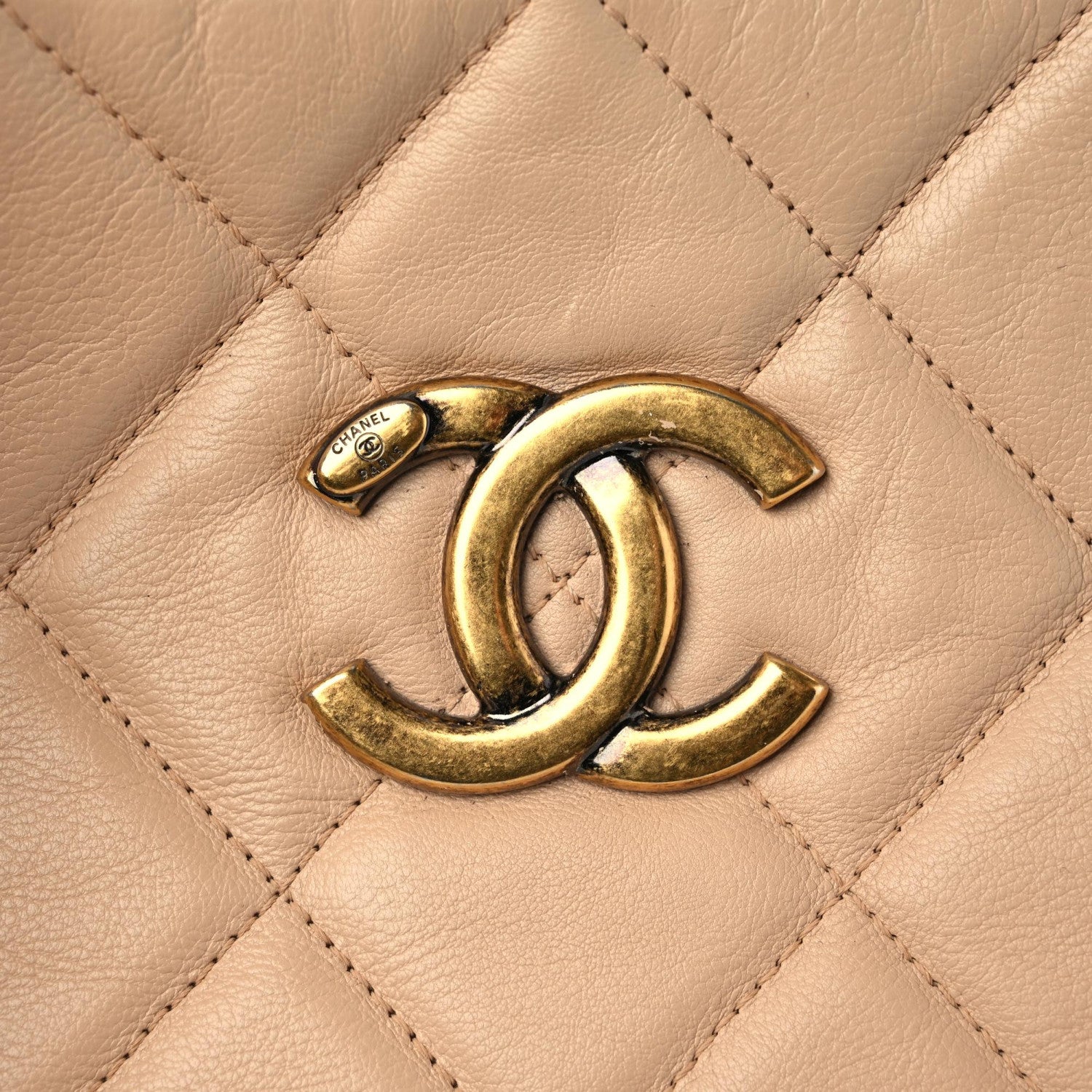 Chanel Calfskin Quilted Small CrownTote Beige 9 of 14