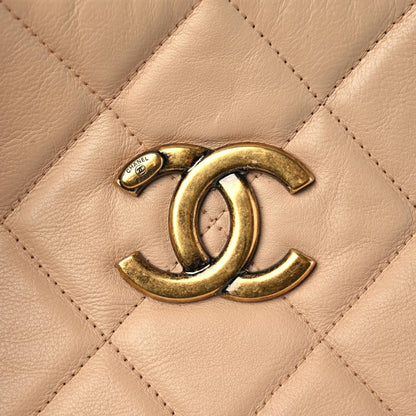Chanel Calfskin Quilted Small CrownTote Beige 9 of 14