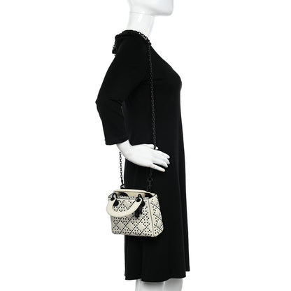 Christian Dior Ultra Matte Calfskin Studded Mini Supple Lady Dior White Black 2 of 11