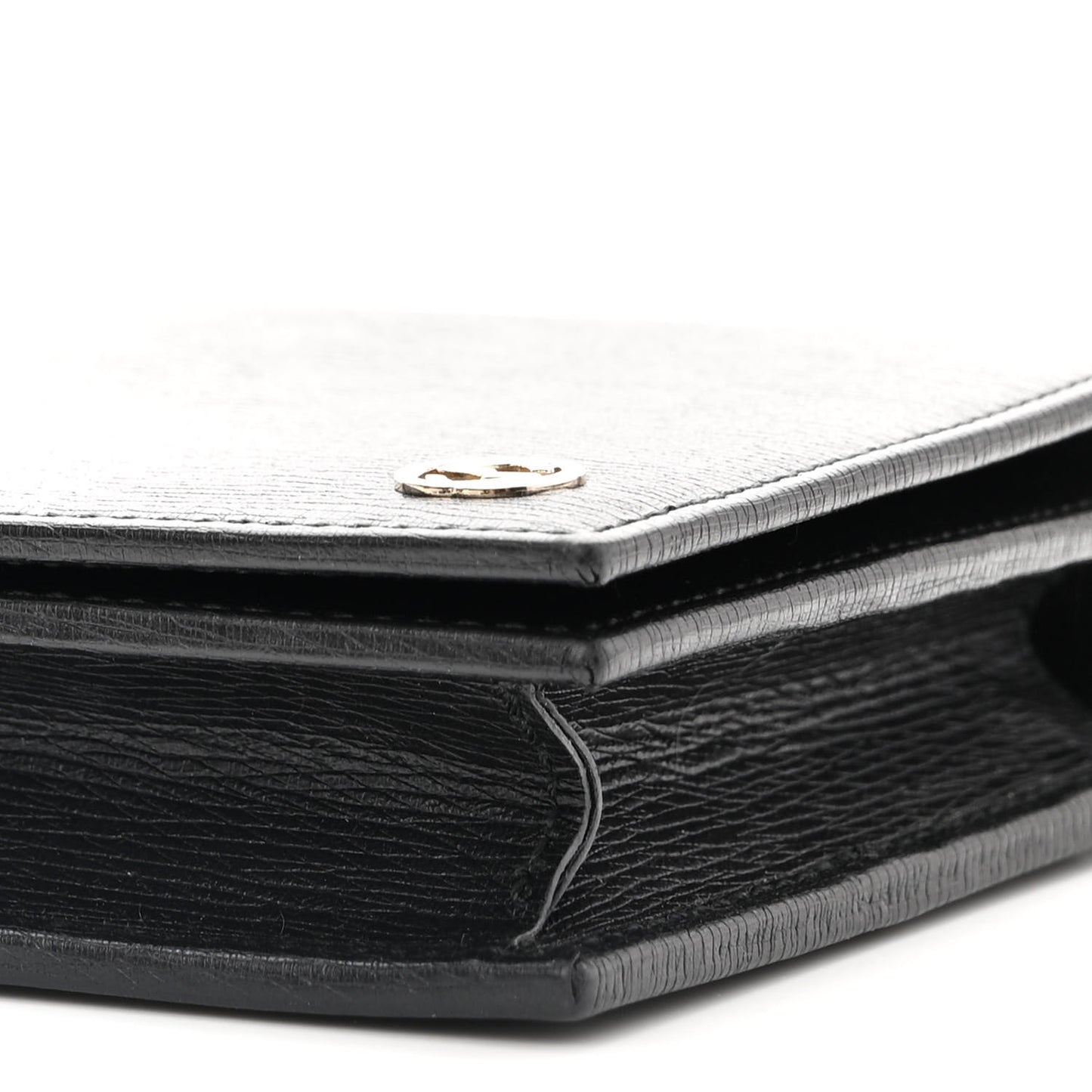 Textured Calfskin Medium Betty Chain Wallet Black