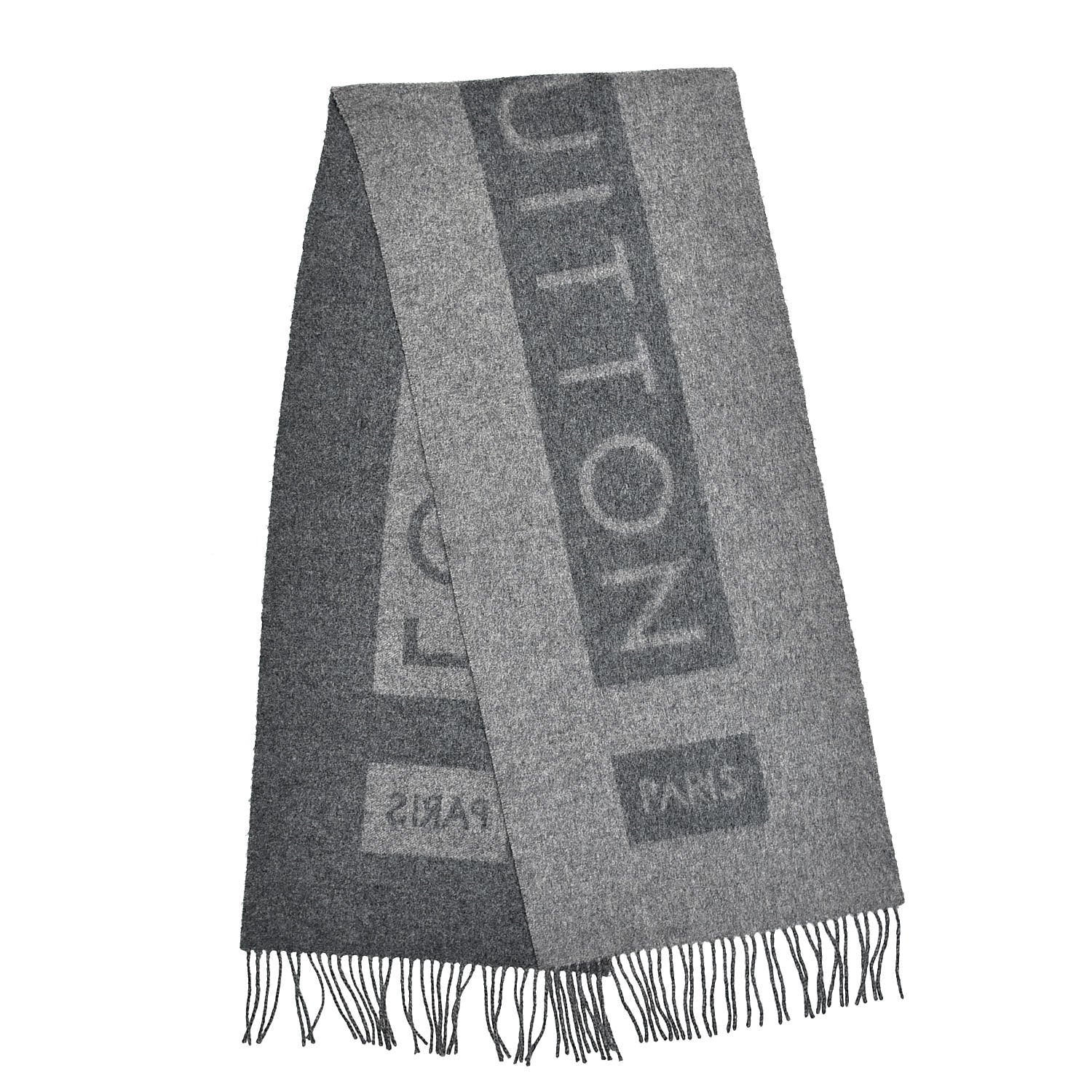 Louis Vuitton Cashmere Baroda Fringe Scarf Grey 3 of 4