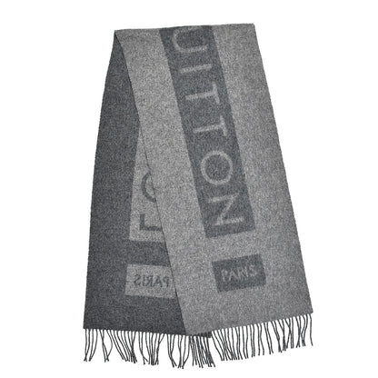 Louis Vuitton Cashmere Baroda Fringe Scarf Grey 3 of 4