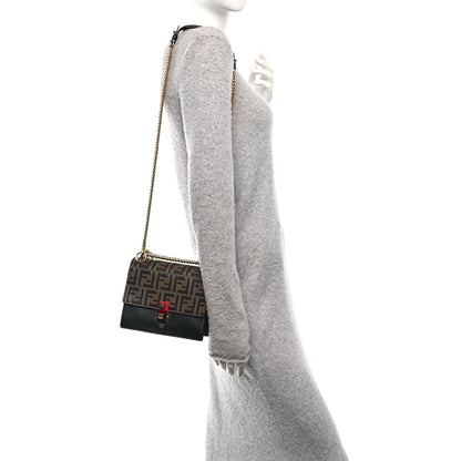 Fendi Vitello Liberty Bi-Color FF 1974 Embossed Small Kan I Shoulder Bag Black Maya 2 of 10