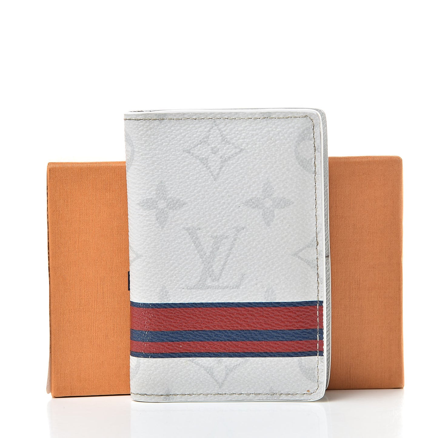 Monogram Stripes Pocket Organizer NM White