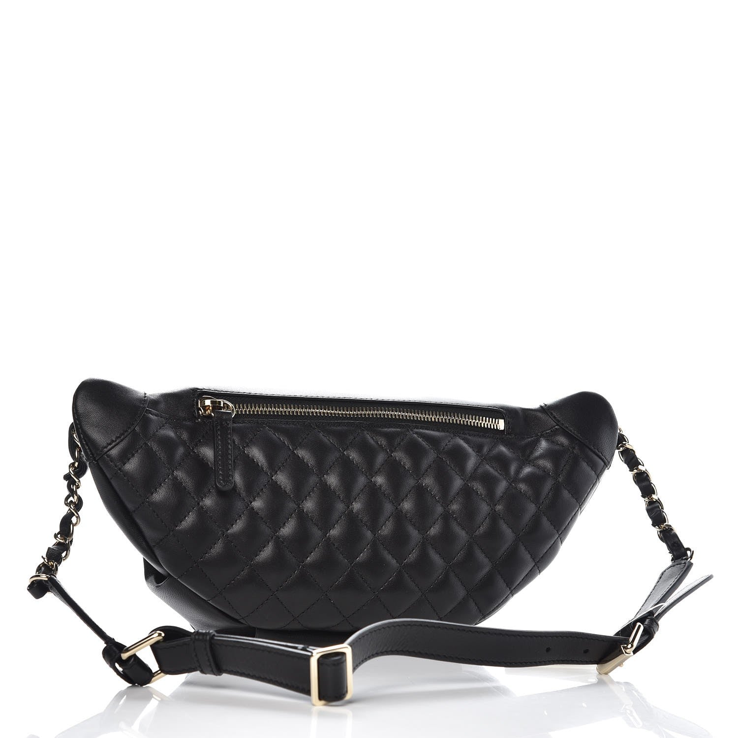 Chanel Lambskin Quilted Waist Bag Fanny Pack Black 3 of 9