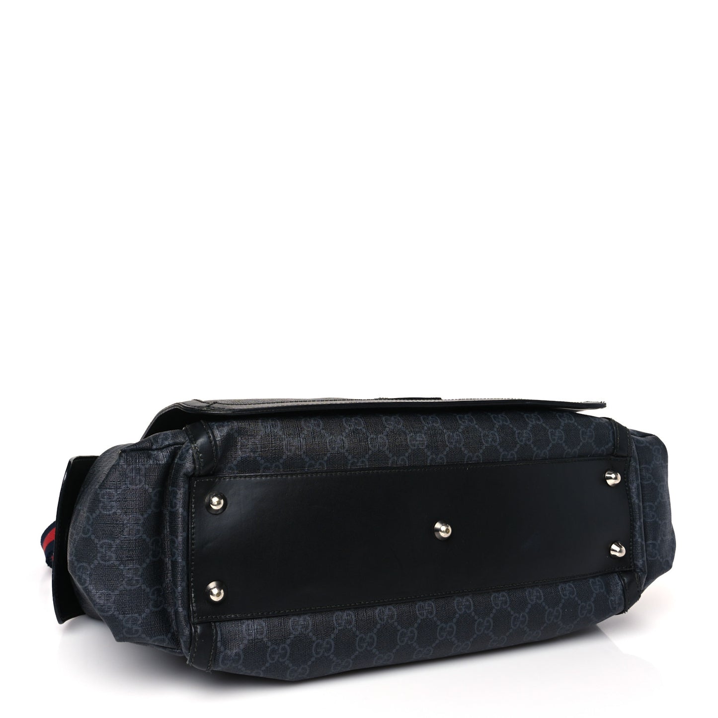 GG Supreme Monogram Web Messenger Diaper Bag Black Grey