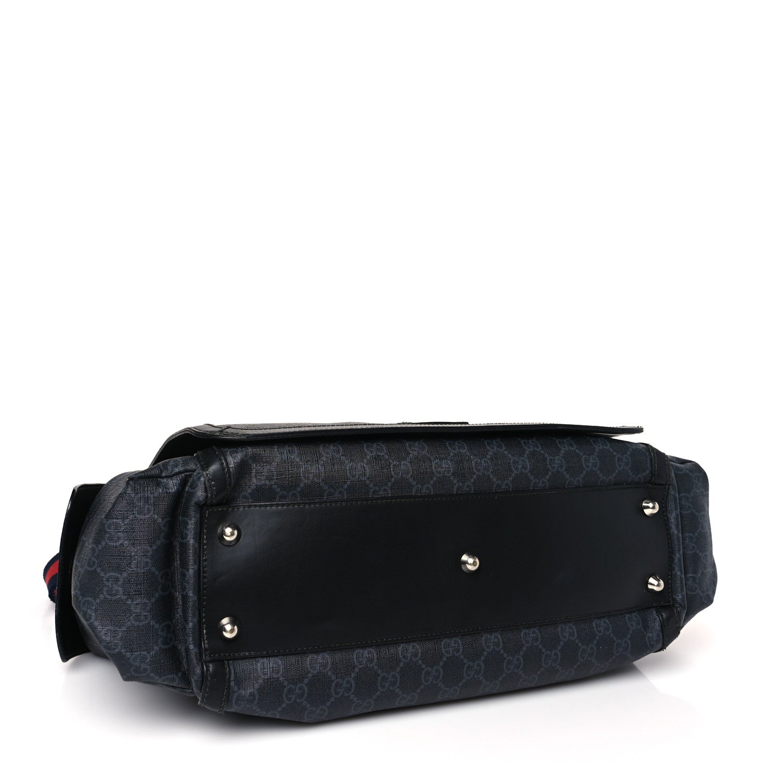 Gucci GG Supreme Monogram Web Messenger Diaper Bag Black Grey 5 of 14
