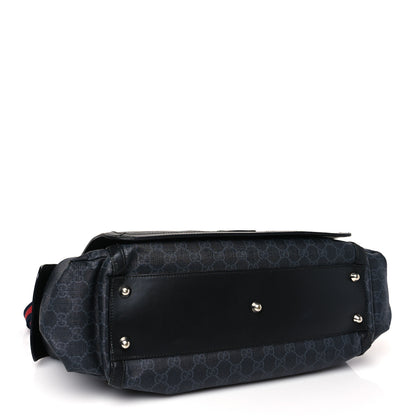 Gucci GG Supreme Monogram Web Messenger Diaper Bag Black Grey 5 of 14