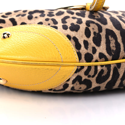 Dolce & Gabbana Calfskin Canvas Leopard Print Animalier Shoulder Bag Yellow 10 of 23