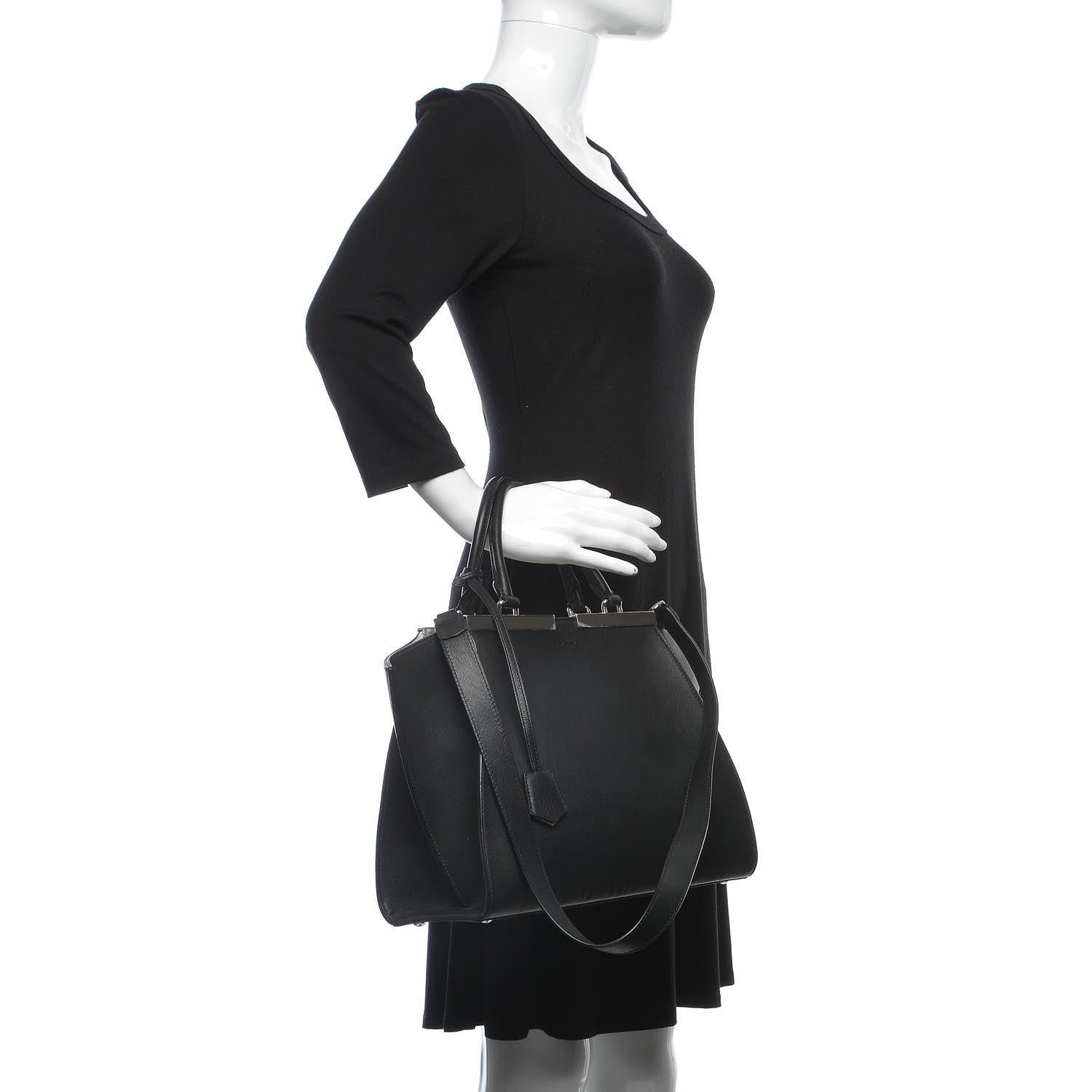 Fendi Vitello Dolce Shiny Nappa Petite 3Jours Tote Black 2 of 10
