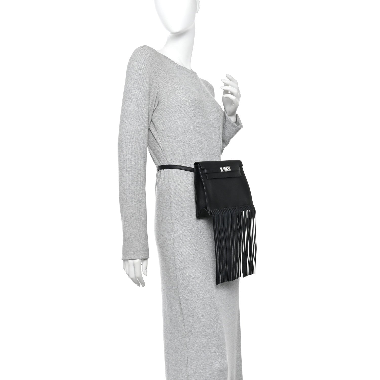 Hermes Swift Kelly Danse Anate Fringed Belt Bag Black 2 of 11