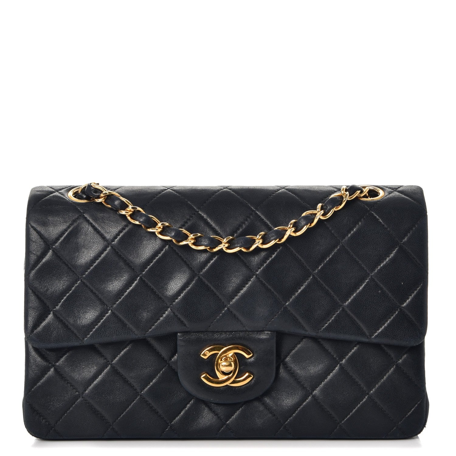 Chanel Lambskin Quilted Small Double Flap Navy 1 of 14