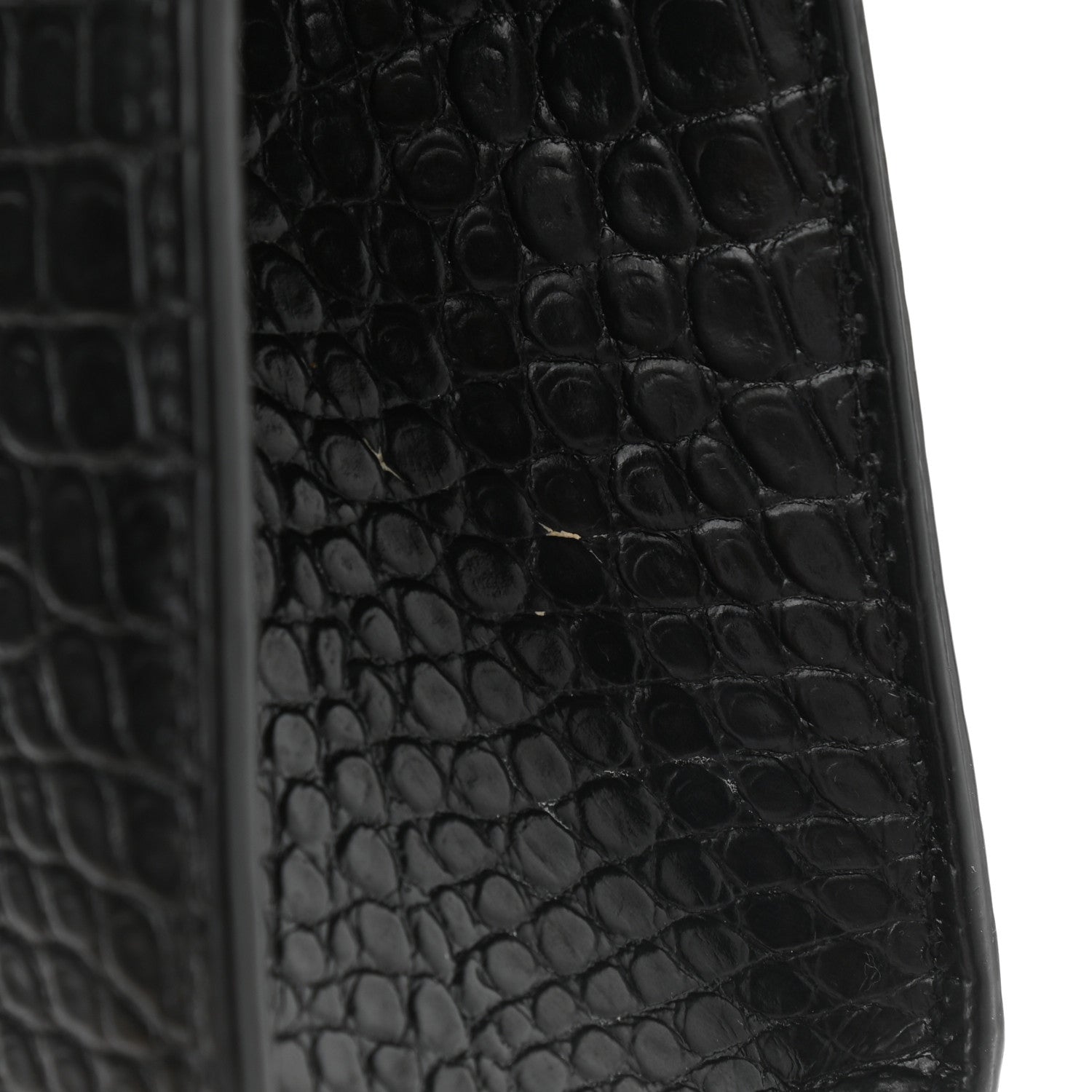 Saint Laurent Calfskin Crocodile Embossed Monogram Large Satchel Black 12 of 15