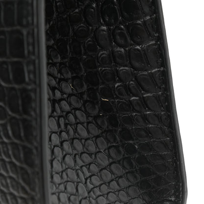 Saint Laurent Calfskin Crocodile Embossed Monogram Large Satchel Black 12 of 15