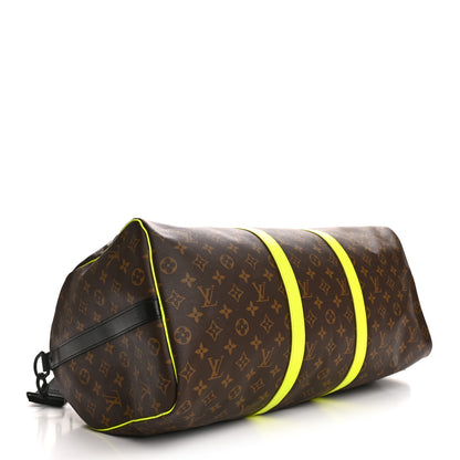 Louis Vuitton Monogram Macassar Keepall Bandouliere 50 Florescent Yellow 3 of 12