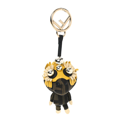 Fendi Shiny Nappa Zucca Pearl Fringe F is Fendi Space Monkey Bag Charm Sunflower Burro Tobacco 1 of 7